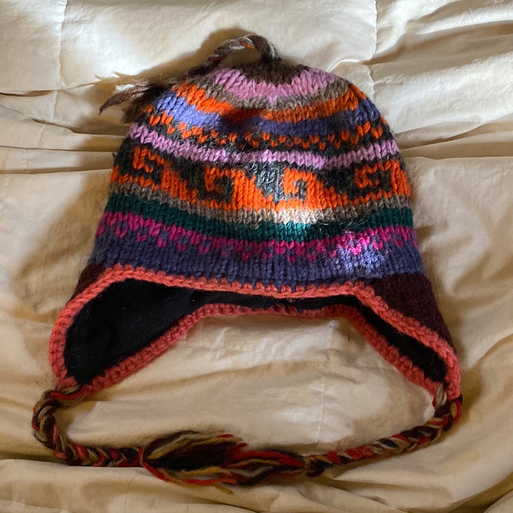 Knit fleece lined winter hat